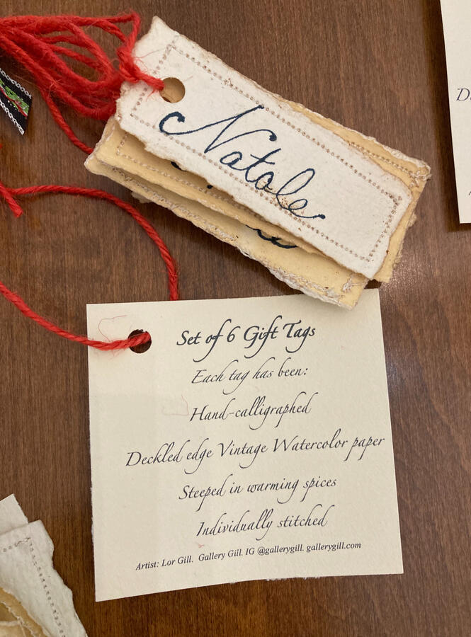 gift tags hand calligraphed