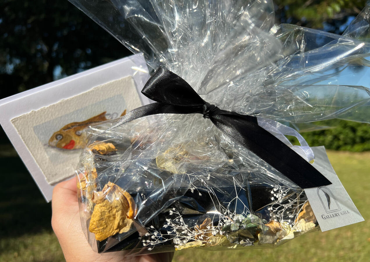 black box with giclee print of lure